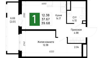 1 ккв № 647 Корп.: 6 , Секция 6.5  в ЖК Имена