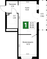 2 ккв (Евро) № 242 Корп.: 5.2 , Секция 5.8  в ЖК Имена