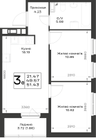 3 ккв (Евро) № 192 Корп.: 4.2 , Секция 4.2  в ЖК Имена