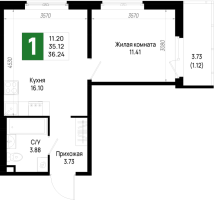 2 ккв (Евро) № 313 Корп.: 6 , Секция 6.3  в ЖК Имена
