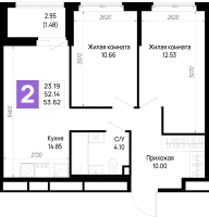 2 ккв № 312 Корп.: 6 , Секция 6.3  в ЖК Имена