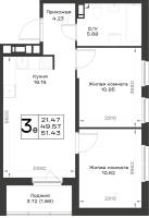 3 ккв (Евро) № 304 Корп.: 4.2 , Секция 4.2  в ЖК Имена
