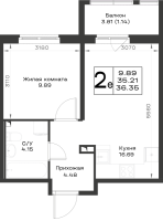 2 ккв (Евро) № 317 Корп.: 4.2 , Секция 4.2  в ЖК Имена