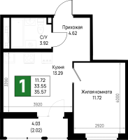 1 ккв № 323 Корп.: 5.2 , Секция 5.8  в ЖК Имена