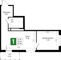 2 ккв (Евро) № 633 Корп.: 5.2 , Секция 5.10  в ЖК Имена