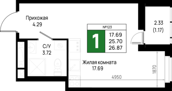 Студия № 523 Корп.: 5.3 , Секция 5.13  в ЖК Имена