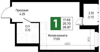 Студия № 367 Корп.: 5.3 , Секция 5.13  в ЖК Имена
