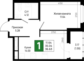 1 ккв № 835 Корп.: 5.2 , Секция 5.10  в ЖК Имена