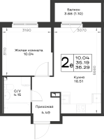 2 ккв (Евро) № 173 Корп.: 4.2 , Секция 4.2  в ЖК Имена