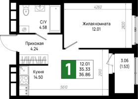 1 ккв № 760 Корп.: 6 , Секция 6.6  в ЖК Имена