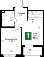 1 ккв № 554 Корп.: 6 , Секция 6.4  в ЖК Имена