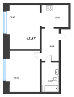 2 ккв (Евро) № 155 Корп.: 1 , Секция БI.2  в ЖК Imperial Club