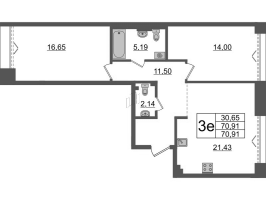 3 ккв (Евро) № 371 Корп.: 1 , Секция ВI.1  в ЖК Imperial Club