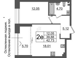 2 ккв (Евро) № 600 Корп.: 1 , Секция ВII.5  в ЖК Imperial Club