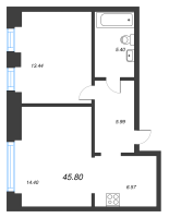 2 ккв (Евро) № 152 Корп.: 1 , Секция БI.2  в ЖК Imperial Club