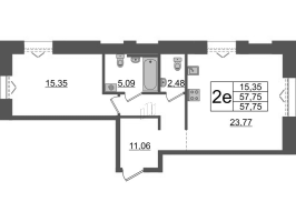 2 ккв (Евро) № ВII.9-652 Корп.: 1 , Секция ВII.9  в ЖК Imperial Club