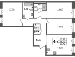 4 ккв (Евро) № 383 Корп.: 1 , Секция ВI.2  в ЖК Imperial Club