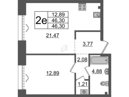 2 ккв (Евро) № ВII.3-547 Корп.: 1 , Секция ВII.3  в ЖК Imperial Club