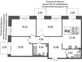 4 ккв (Евро) № 407 Корп.: 1 , Секция ВI.4  в ЖК Imperial Club