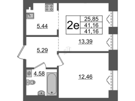 2 ккв (Евро) № 442 Корп.: 1 , Секция ВI.6  в ЖК Imperial Club