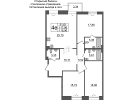 4 ккв (Евро) № 414 Корп.: 1 , Секция ВI.4  в ЖК Imperial Club