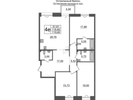 4 ккв (Евро) № ВI.4-408 Корп.: 1 , Секция ВI.4  в ЖК Imperial Club