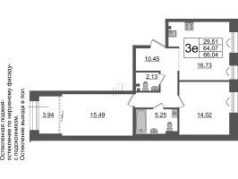 3 ккв (Евро) № 598 Корп.: 1 , Секция ВII.5  в ЖК Imperial Club