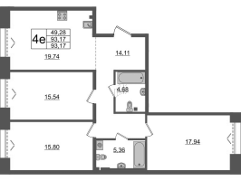 4 ккв (Евро) № 220 Корп.: 1 , Секция БI.6  в ЖК Imperial Club