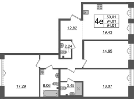 4 ккв (Евро) № 376 Корп.: 1 , Секция ВI.2  в ЖК Imperial Club