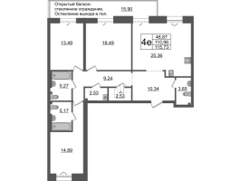 4 ккв (Евро) № А.6-49 Корп.: 1 , Секция А.6  в ЖК Imperial Club
