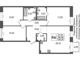 4 ккв (Евро) № 642 Корп.: 1 , Секция ВII.8  в ЖК Imperial Club