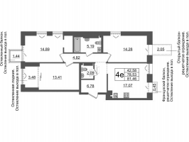 4 ккв (Евро) № БII.1-285 Корп.: 1 , Секция БII.1  в ЖК Imperial Club