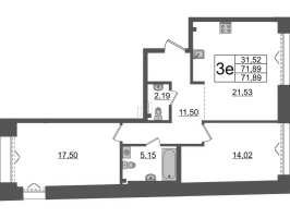 3 ккв (Евро) № 360 Корп.: 1 , Секция ВI.1  в ЖК Imperial Club