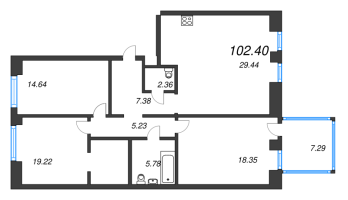 4 ккв (Евро) № А.5-46 Корп.: 1 , Секция А.5  в ЖК Империал Клаб
