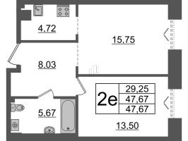 2 ккв (Евро) № БI.5-213 Корп.: 1 , Секция БI.5  в ЖК Империал Клаб