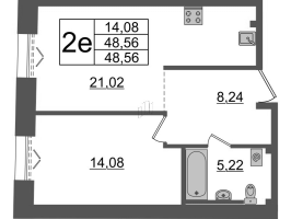 2 ккв (Евро) № ВI.4-404 Корп.: 1 , Секция ВI.4  в ЖК Империал Клаб