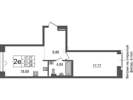 2 ккв (Евро) № ВII.11-688 Корп.: 1 , Секция ВII.11  в ЖК Империал Клаб