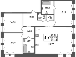4 ккв (Евро) № БI.8-256 Корп.: 1 , Секция БI.8  в ЖК Империал Клаб