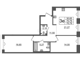 3 ккв (Евро) № ВI.3-396 Корп.: 1 , Секция ВI.3  в ЖК Империал Клаб