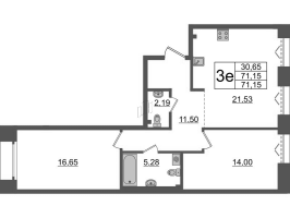 3 ккв (Евро) № ВI.3-388 Корп.: 1 , Секция ВI.3  в ЖК Империал Клаб