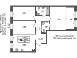 4 ккв (Евро) № ВI.6-445 Корп.: 1 , Секция ВI.6  в ЖК Империал Клаб