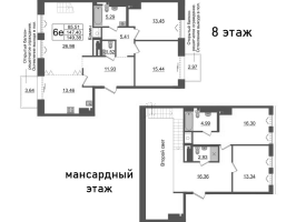 5 ккв (Евро) № ВII.4-593 Корп.: 1 , Секция ВII.4  в ЖК Империал Клаб