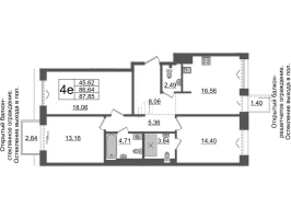4 ккв (Евро) № А.9-115 Корп.: 1 , Секция А.9  в ЖК Империал Клаб
