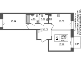 2 ккв № ВII.4-581 Корп.: 1 , Секция ВII.4  в ЖК Империал Клаб