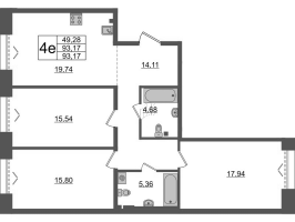 4 ккв (Евро) № БI.6-220 Корп.: 1 , Секция БI.6  в ЖК Империал Клаб