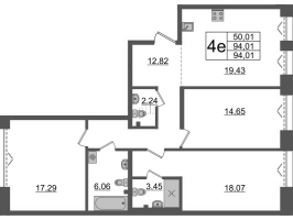4 ккв (Евро) № ВI.2-376 Корп.: 1 , Секция ВI.2  в ЖК Империал Клаб