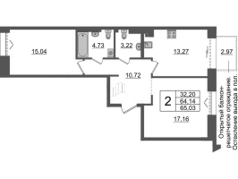 2 ккв № ВII.4-585 Корп.: 1 , Секция ВII.4  в ЖК Империал Клаб