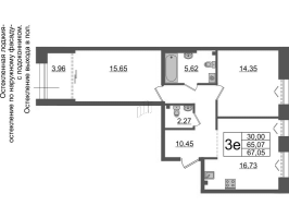 3 ккв (Евро) № ВII.5-597 Корп.: 1 , Секция ВII.5  в ЖК Империал Клаб