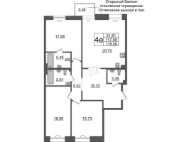 4 ккв (Евро) № ВI.5-427 Корп.: 1 , Секция ВI.5  в ЖК Империал Клаб