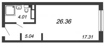 Студия № 04-99Н Корп.: В1 , Секция 1  в ЖК In2it